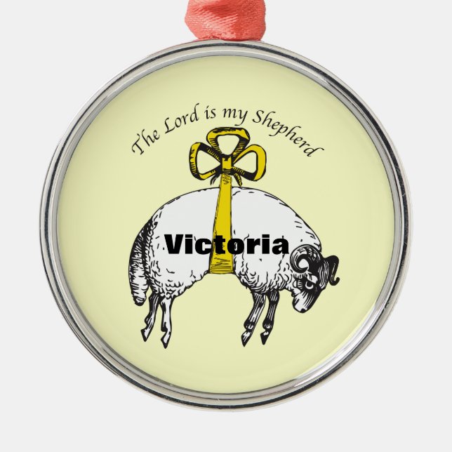 Personalized The LORD is my shepherd Psalm 23 Metal Ornament (Front)