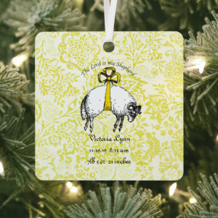 Personalized The LORD is my shepherd Psalm 23 Metal Ornament