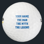 Personalized The man myth legend golf ball set<br><div class="desc">Personalized The man myth legend golf ball set. Custom The man the myth the legend golf balls. Personalized golf ball set with name or monogram. Customizable template with fun quote / saying. Funny manly gift idea for golfers and golfing fans. Create your own for sporty dad, father, uncle, grandpa, husband,...</div>