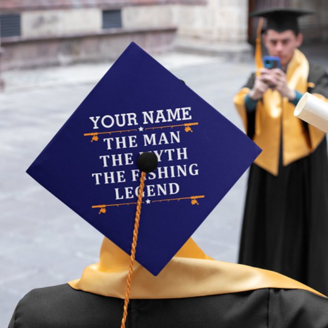 Personalized The Man The Myth The Fishing Legend Graduation Cap Topper (Creator Uploaded)
