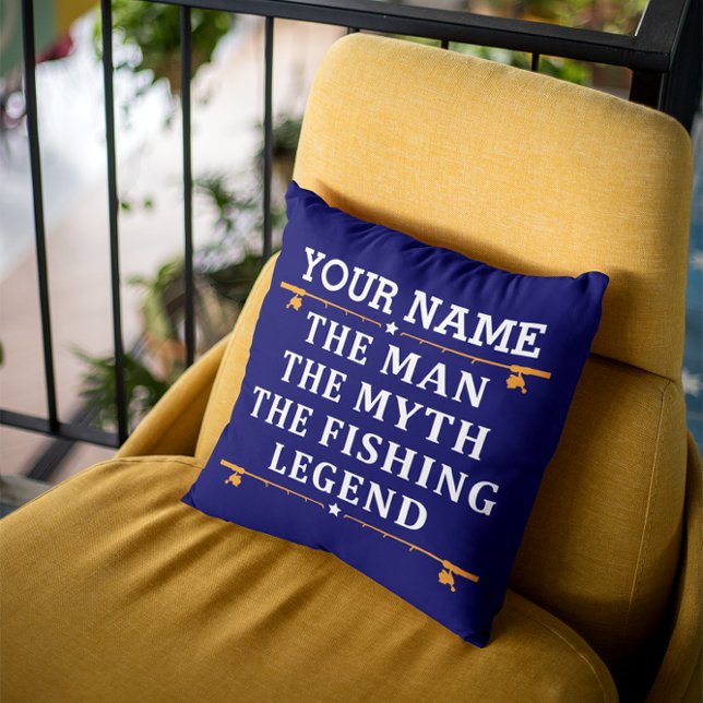 Personalized The Man The Myth The Fishing Legend Throw Pillow (Creator Uploaded)