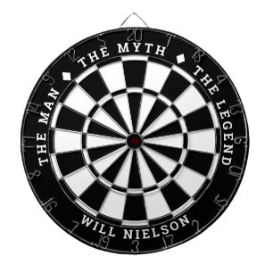 Personalized "The man, the myth, the legend" Black Dartboard