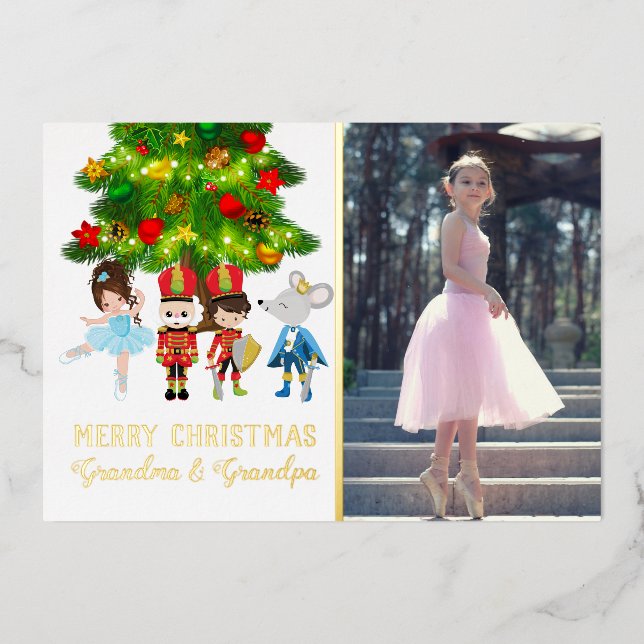 Personalized The Nutcracker Ballet Christmas Foil Holiday Card (Front)