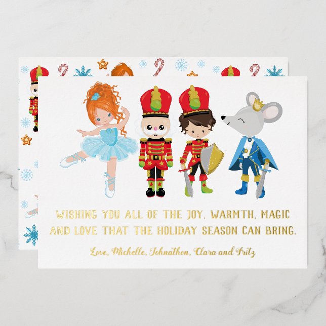Personalized The Nutcracker Ballet Christmas Foil Holiday Card (Front/Back)