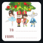 Personalized The Nutcracker, Ballet Christmas Square Sticker<br><div class="desc">The beautiful ballet holiday design is centred around The Nutcracker production. This design was inspired by Act I in the Stahlbaum home with the fight of the Nutcracker, toy soldiers and mouse king. Other hair colours and skin tones are available for the ballerina. If you would like changes please contact...</div>