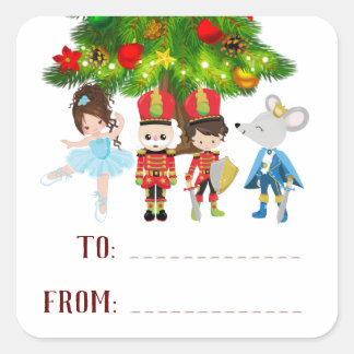 Personalized The Nutcracker, Ballet Christmas Square Sticker