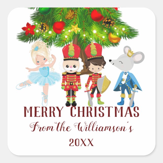 Personalized The Nutcracker, Clara, Christmas Square Sticker (Front)