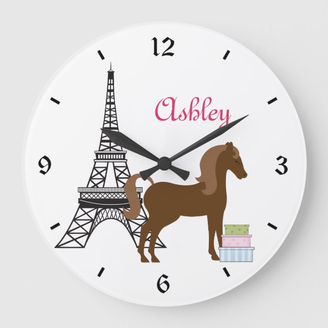 Personalized The Pretty Ponies Paris Horse Clock (Front)
