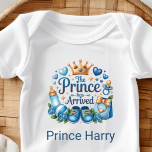 Personalized The Prince Has Arrived Baby Bodysuit