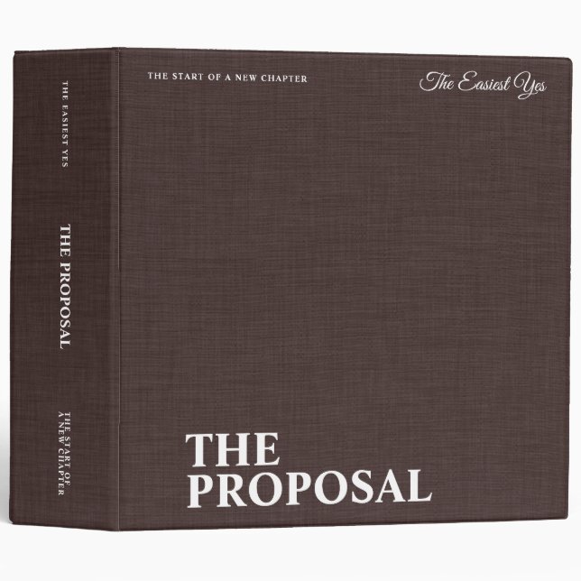 Personalized The Proposal Elegant Brown Linen Binder (Front/Spine)