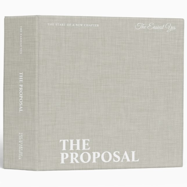 Personalized The Proposal Elegant Gray Linen Binder (Front/Spine)