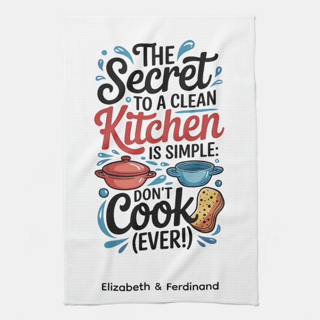 Personalized The Secret to a Clean Kitchen Kitchen Towel (Vertical)