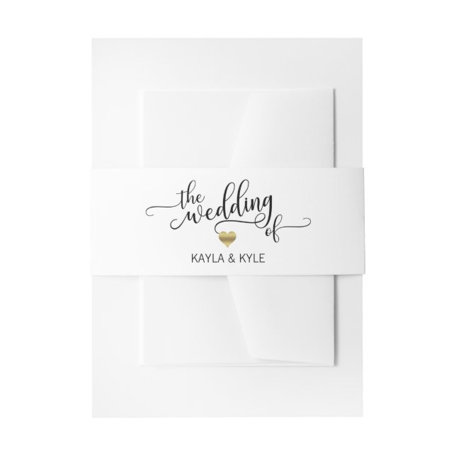 Personalized The Wedding of Black White Wedding Invitation Belly Band (Front Example)