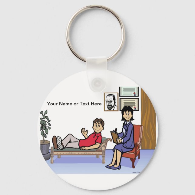 Personalized Therapist, Counsellor - Female Cartoo Keychain (Front)
