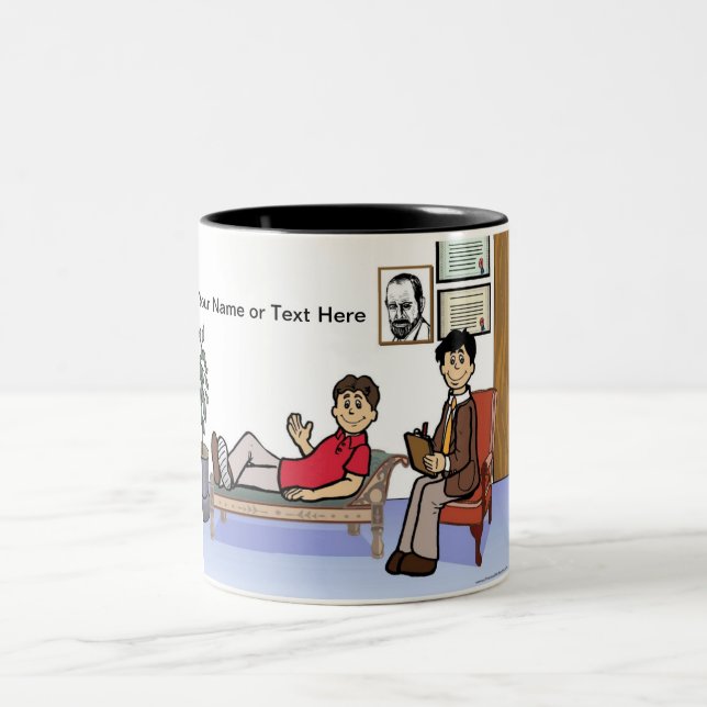 Personalized Therapist, Counsellor - Male Cartoon Two-Tone Coffee Mug (Center)