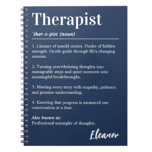 Personalized Therapist Dictionary Definition Navy Notebook