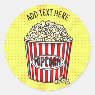 Personalized these Retro Pop Art Popcorn     Classic Round Sticker