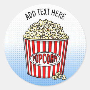 Personalized these Retro Pop Art Popcorn    Classic Round Sticker