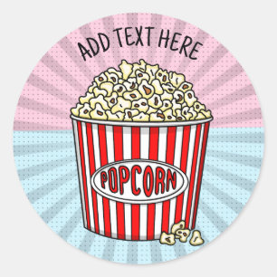Personalized these Retro Pop Art Popcorn      Classic Round Sticker