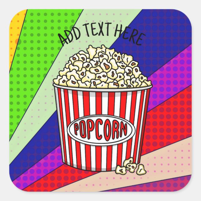 Personalized these Retro Pop Art Popcorn    Square Sticker (Front)