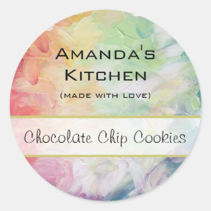 Personalized Thick Textured Abstract Paint Kitchen Classic Round Sticker