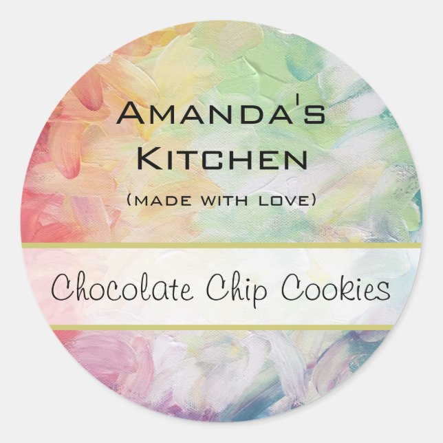 Personalized Thick Textured Abstract Paint Kitchen Classic Round Sticker (Front)