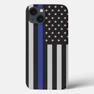 Personalized Thin Blue Line American Flag iPhone 13 Case