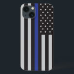 Personalized Thin Blue Line American Flag iPhone 13 Case<br><div class="desc">Personalized Thin Blue Line American Flag Designs for Patriot.</div>