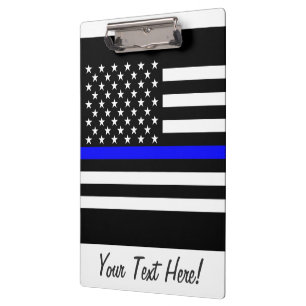 Personalized Thin Blue Line American Flag Clipboard