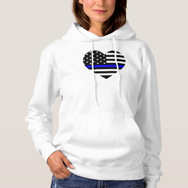 Personalized Thin Blue Line American Flag Hoodie (Front)