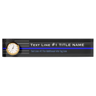 Personalized Thin Blue Line American Flag on a Nameplate