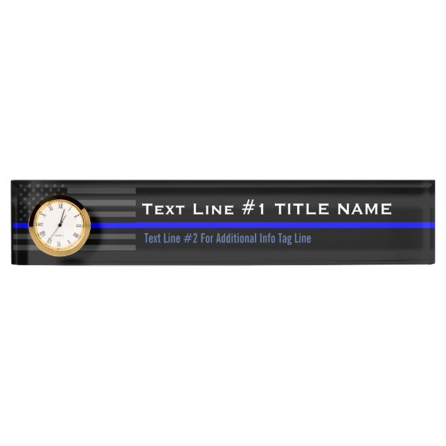 Personalized Thin Blue Line American Flag on a Nameplate (Front)