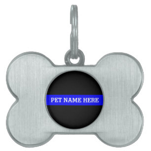Personalized Thin Blue Line American Flag Pet Name Tag
