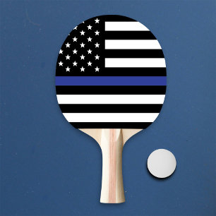 Personalized Thin Blue Line American Flag Ping Pong Paddle