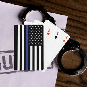 Personalized Thin Blue Line American Flag Playing Cards