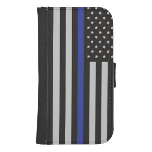 Personalized Thin Blue Line American Flag Samsung S4 Wallet Case
