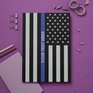 Personalized Thin Blue Line American Flag Stationery