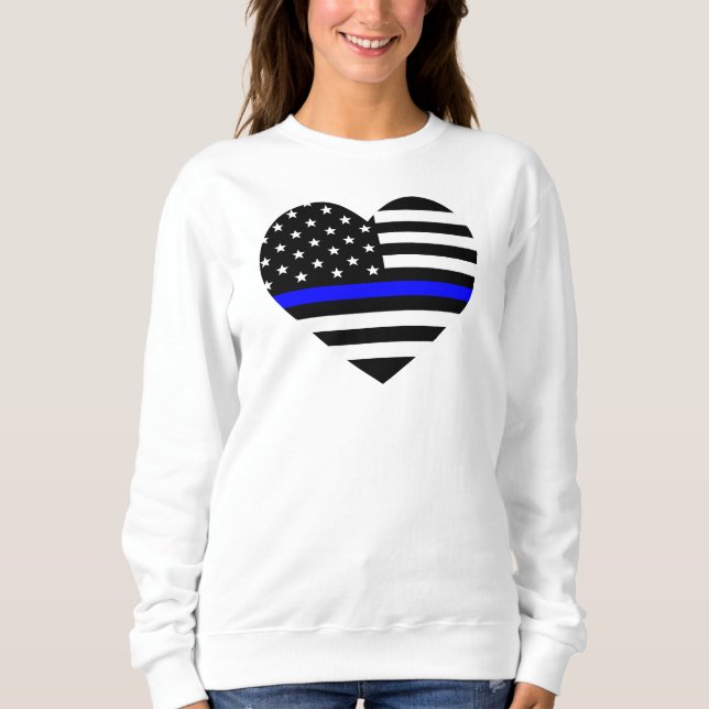 Personalized Thin Blue Line American Flag Sweatshirt (Front)
