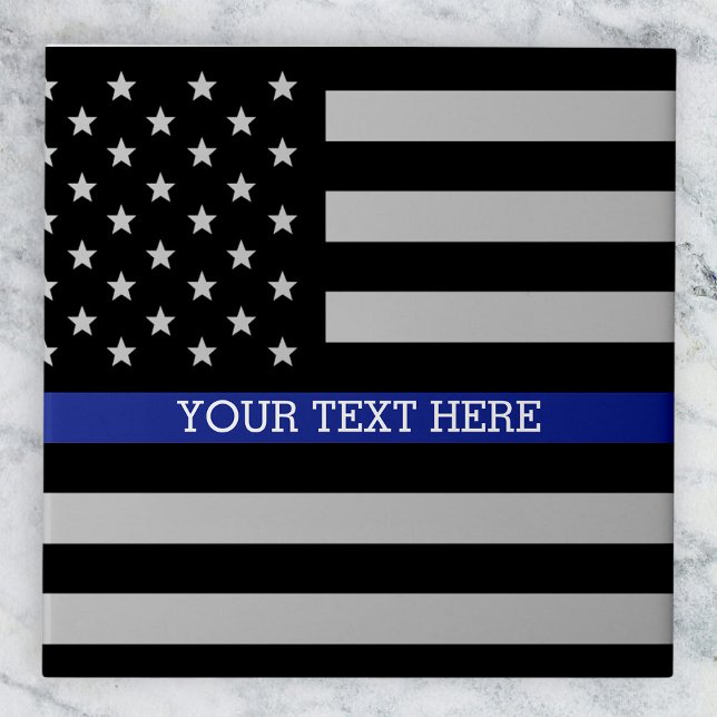 Personalized Thin Blue Line American Flag Tile (Creator Uploaded)