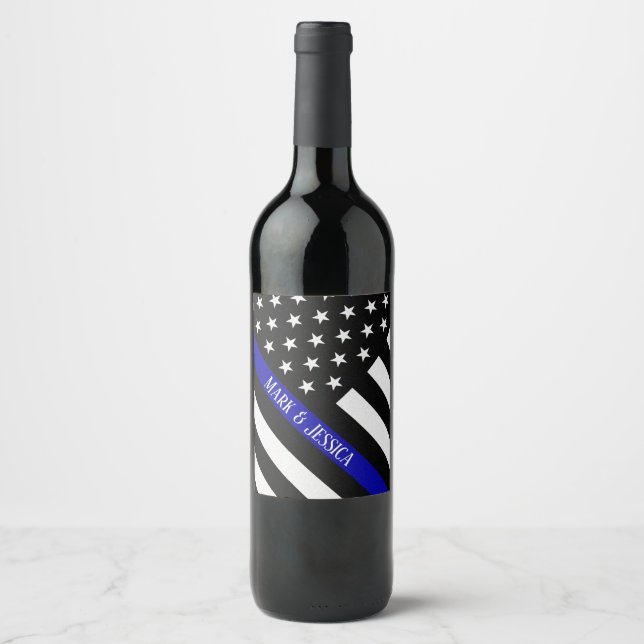 Personalized Thin Blue Line Celebration Wine Label (Front)