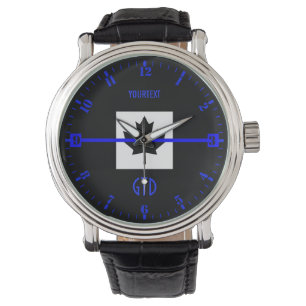 Personalized Thin Blue Line Dial on Canadian Flag Watch