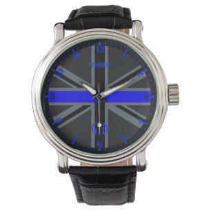 Personalized Thin Blue Line Dial Union Jack Watch