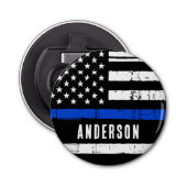 Personalized Thin Blue Line Flag Police Bottle Opener (Front)