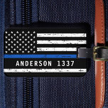 Personalized Thin Blue Line Flag Police Officer Luggage Tag<br><div class="desc">Thin Blue Line Luggage Tag - American flag in Police Flag colours, distressed design . Personalize with police officer name or family name. This personalized police officer luggage tag is perfect for police and law enforcement families and all those who support them . COPYRIGHT © 2020 Judy Burrows, Black Dog...</div>