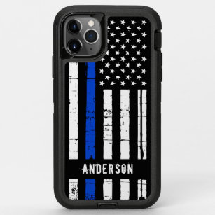 Personalized Thin Blue Line Flag Police OtterBox i OtterBox Defender iPhone 11 Pro Max Case