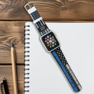 Personalized Thin Blue Line Law Enforcement Police Apple Watch Band