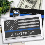 Personalized Thin Blue Line Police Business Card Holder<br><div class="desc">Thin Blue Line Business Card Case - American flag in Police Flag colours, distressed design . Personalize with police officers name. This personalized police business card holder is perfect for police and law enforcement departments, a wonderful gift for a police retirement, or law enforcement graduation. COPYRIGHT © 2020 Judy Burrows,...</div>