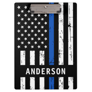 Personalized Thin Blue Line Police Clipboard