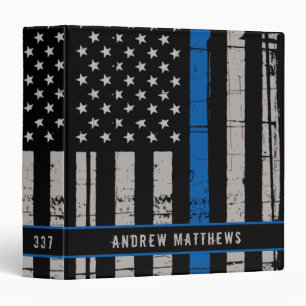 Personalized Thin Blue Line Police Officer Binder
