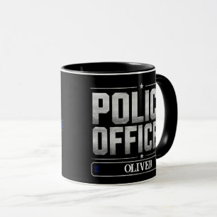 Personalized Thin Blue Line Police Officer Coffee Mug